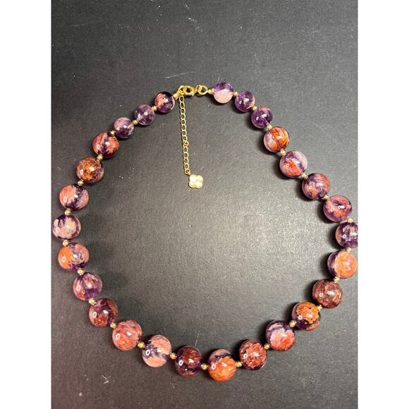 NEW Cacoxenite in amethyst graduated beaded necklace with gold vermeil - Picture 9 of 12
